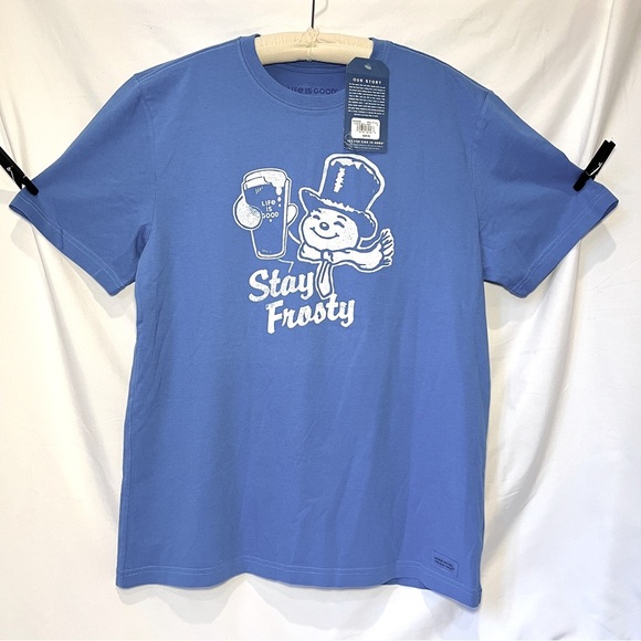 Life Is Good Men’s •Stay Frosty• T-shirt • Blue • Size Medium • - Picture 1 of 10